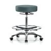 Blue Ridge Ergonomics Bench Stool, Hi, Chrm, Vin, CF, Castrs, Blu