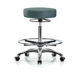 Blue Ridge Ergonomics Bench Stool, Hi, Chrm, Vin, CF, Castrs, Blu