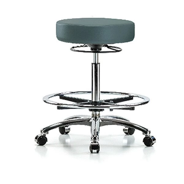 Blue Ridge Ergonomics Bench Stool, Hi, Chrm, Vin, CF, Castrs, Blu 3 Blue Ridge Ergonomics Bench Stool, Hi, Chrm, Vin, CF, Castrs, Blu