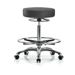 Blue Ridge Ergonomics Bench Stool, Hi, Chrm, Vin, CF, Castrs, Gry