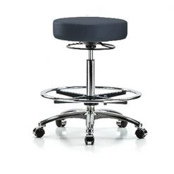 Blue Ridge Ergonomics Bench Stool, Hi, Chrm, Vin, CF, Castrs, Nav