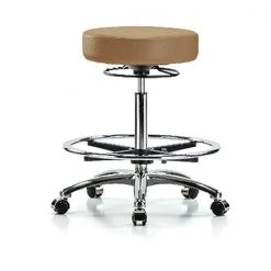 Blue Ridge Ergonomics Bench Stool, Hi, Chrm, Vin, CF, Castrs, Taupe