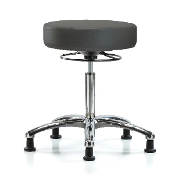 Blue Ridge Ergonomics Bench Stool, Med, Chrom, Vinyl, Glides, Gry 3 Blue Ridge Ergonomics Bench Stool, Med, Chrom, Vinyl, Glides, Gry