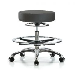 Blue Ridge Ergonomics Bench Stool, Med, Vinyl, Chrm, CF, Cstrs, Gry