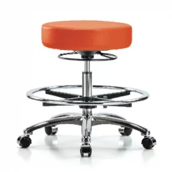 Blue Ridge Ergonomics Bench Stool, Med, Vin, Chrom, CF, Cast, Org
