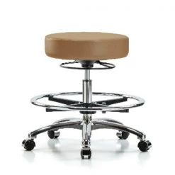 Blue Ridge Ergonomics Bench Stool, Med, Vinl, Chrm, CF, Cstrs, Taupe