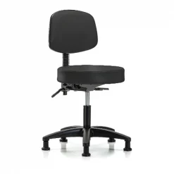 Blue Ridge Ergonomics Desk Stool, Vinyl, Bk, Tilt, Glides, BLK