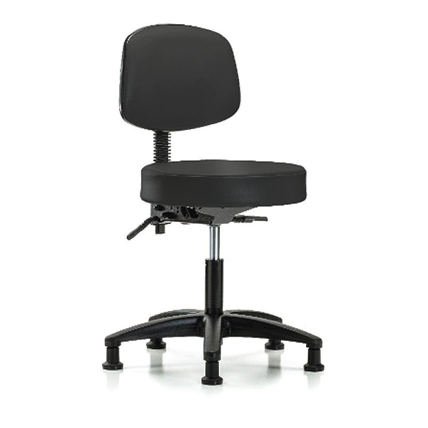 Blue Ridge Ergonomics Desk Stool, Vinyl, Bk, Glides, BLK 3 Blue Ridge Ergonomics Desk Stool, Vinyl, Bk, Glides, BLK