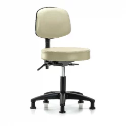 Blue Ridge Ergonomics Desk Stool, Vinyl, Bk, Tilt, Glides, Wht
