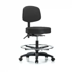 Blue Ridge Ergonomics BenchStool, Med, Vin, Bk, Tilt, CF, Cast, BLK
