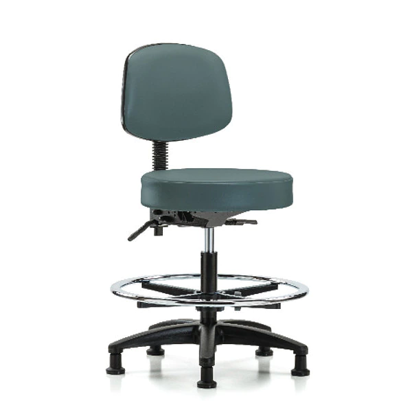 Blue Ridge Ergonomics Bench Stool, Med, Vinyl, Bk, CF, Glides, Blu 3 Blue Ridge Ergonomics Bench Stool, Med, Vinyl, Bk, CF, Glides, Blu