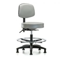 Blue Ridge Ergonomics Bench Stool, Med, Vinyl, Bk, CF, Glides, Dov