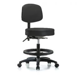 Blue Ridge Ergonomics Bench Stool, Med, Vin, Bk, BF, Casters, BLK