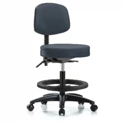 Blue Ridge Ergonomics Bench Stool, Med, Vin, Bk, BF, Casters, Nav