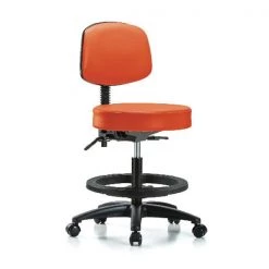 Blue Ridge Ergonomics Bench Stool, Med, Vin, Bk, BF, Cast, Orange, Frame Material: Nylon Reinforced Fiberglass