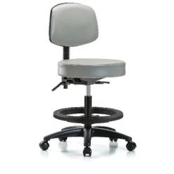 Blue Ridge Ergonomics Bench Stool, Med, Vin, Bk, Tilt, BF, Cast, Dov