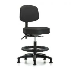 Blue Ridge Ergonomics Bench Stool, Med, Vin, Bk, BF, Glides, BLK