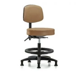 Blue Ridge Ergonomics Bench Stool, Med, Vin, Bk, BF, Glides, Taupe