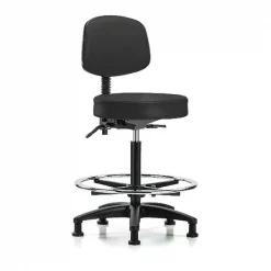 Blue Ridge Ergonomics Bench Stool, Hi, Vin, Bk, Tilt, CF, Gld, BLK