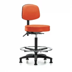 Blue Ridge Ergonomics Ben Stool, Hi, Vin, Bk, CF, Glides, Org