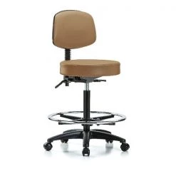 Blue Ridge Ergonomics Bench Stool, Hi, Vinyl, Bk, CF, Cast, Taupe