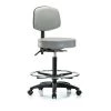 Blue Ridge Ergonomics Bench Stool, Hi, Vin, Bk, CF, Casters, Dov