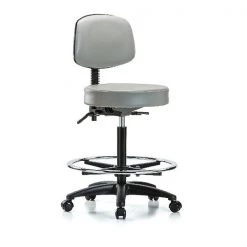 Blue Ridge Ergonomics Bench Stool, Hi, Vin, Bk, CF, Casters, Dov