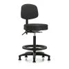 Blue Ridge Ergonomics Bench Stool, Hi, Vinyl, Bk, BF, Glides, BLK