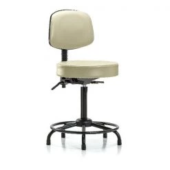 Blue Ridge Ergonomics Hi Bench Stool, Vinyl, Bk, RT, Tilt, Glds, Wht