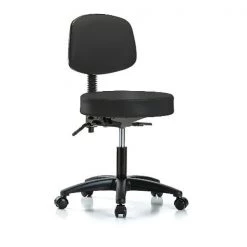 Blue Ridge Ergonomics Desk Stool, Vinyl, Bk, Tilt Casters, BLK