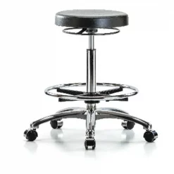 Blue Ridge Ergonomics Poly Hi Bench Stool, Chrm CF Casters, CL10