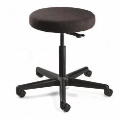 Bevco Black Fabric backless stool, casters, 17 to 22 in.
