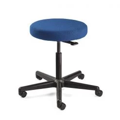 Bevco Backless Blue Fabric Stool w/ casters, 17-22" Seat Ht.