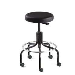 Bevco Black Vinyl Backless Stool, 25-30" Seat Height