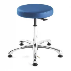 Bevco Blue Vinyl Backless ESD/CR Stool, ISO 5, 16-21" St Ht.