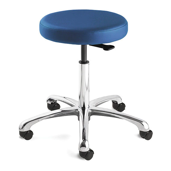 Bevco Blue Vinyl backless stool, casters, 22-1/2 to 32-1/2 in. 3 Bevco Blue Vinyl backless stool, casters, 22-1/2 to 32-1/2 in.
