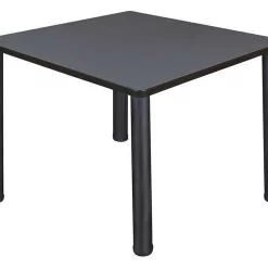 Regency Square Cafe Table, 36" W, 36" L, 29" H, Laminated Melamine Top, Dark Gray Nebula