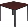 Regency Square Cafe Table, 42" W, 42" L, 29" H, Laminated Melamine Top, Mahogany