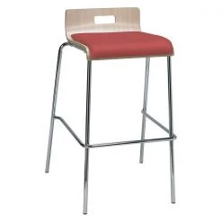 Kfi Low Back Barstool, Natural/Lipstick