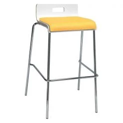 Kfi Low Back Barstool, White/Daffodil