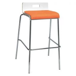 Kfi Low Back Barstool, White/Squash