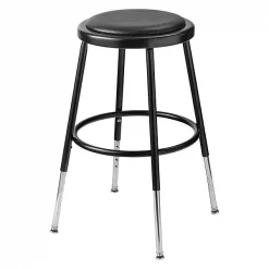 National Public Seating Adjustable Stool, Steel, Vinyl, Black, Number of Casters: 4