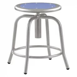 National Public Seating Adj. Stool, Blue Seat, Gry Frame, 18" H