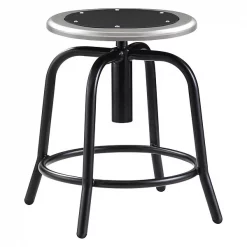 National Public Seating Adj. Stool, Blk Seat, Blk Frame, 18" H