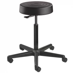 Bevco Soft Poly Backless Stool, 24-34" St Ht., Black, Casters