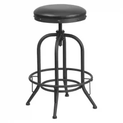 Flash Furniture Stool, 440 lb., Black, 21" Seat W