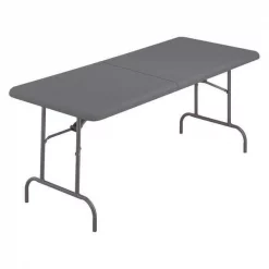 Iceberg Rectangle Folding Table, 60" W, 30" L, 29" H, Charcoal Top, Blow-Molded High-Density Polyethylene