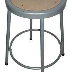 Zoro Select Round Stool, Height Range 24", Hardboard Gray
