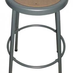 Zoro Select Round Stool, Height Range 24", Hardboard Gray