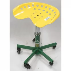 Sumner Round Stool, Height Range 15" to 20", Steel Green, Yellow